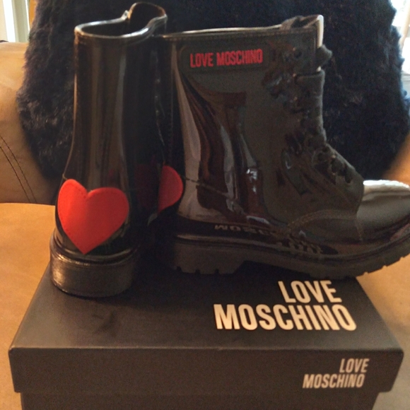 Love Moschino Boot WM -Black/Red ❤ Heart Motif-10 - Picture 4 of 6